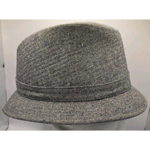 Vintage Richman Brothers Mens Size Large Gray Tweed Fedora Hat W/ Feather - Picture 5 of 9